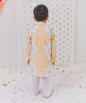 Yellow And White Kurta Pajama Set