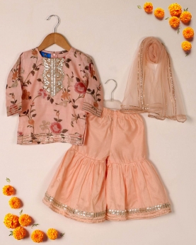 Peach Floral Sharara Set