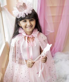 Magical Cape Wand & Crown Hairband-Baby Pink