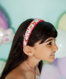 Macrame Hairband-Floral Red