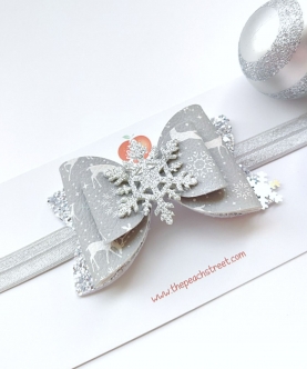 Reindeer Print Snowflake Bow Headband