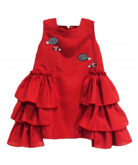 Rat Embroidered Side Frill Dress