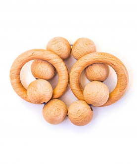 Wooden Teether Cum Rattle Beads And Rings