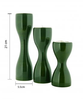 Triune Candle Holders Set Of 3 - Green