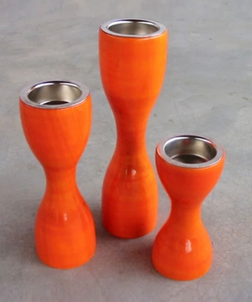 Triune Candle Holders Set Of 3 - Orange
