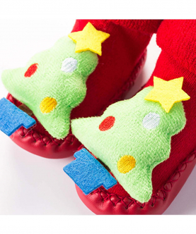 Baby Christmas Style 3D Cartoon Design Floor Socks - (Light Green)