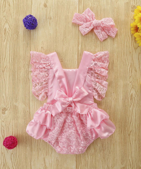 Baby Girl Jumpsuit Ruffled Tulle Sleeveless Letter 'One' Embroided Dress Romper 