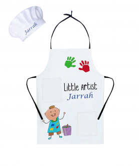Personalised Little Artist Apron And Cap Set