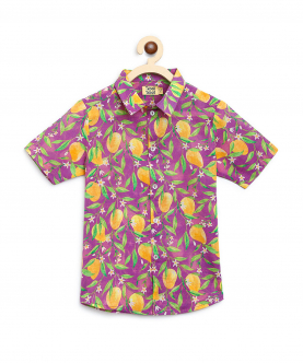 Boys Shirt Printed Mango-Purple