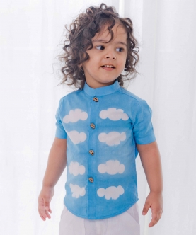 Boy Cotton Half Sleeves Shirt-Blue