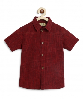 Boy Cotton Half Sleeves Shirt-Red