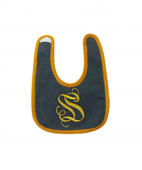 Personalised Gold And Grey Initial Woven Bib