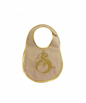 Personalised Beige And Gold Initial Woven Bib