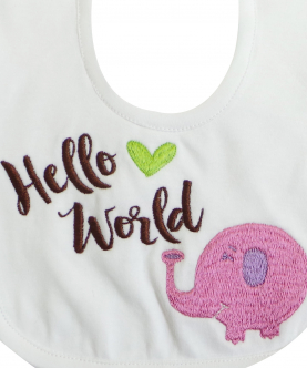 Hello World Embroidered Bib