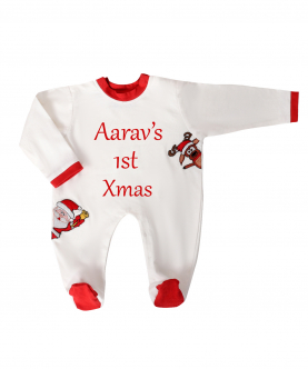 Personalised Ivory And Red Onesie For Boy