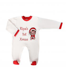 Personalised Ivory And Red Onesie For Girl