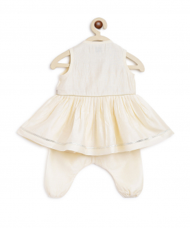 Tiber Taber Baby Girl Angrakha Set Mini Buta-Off White