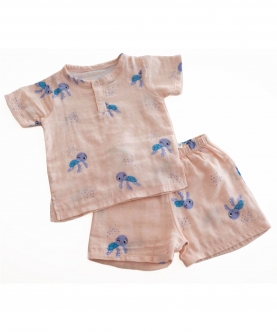 Tickle Tickle Toby Turtle Organic Muslin Shorts And Tee Set