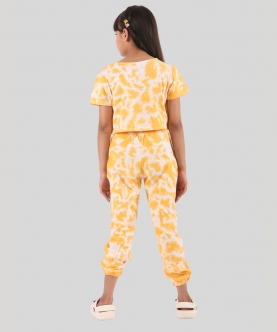 Iced Mango Tie Dye Summer Jogger Set For With Crop Top