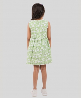 Hand Block Floral Printed 100 % Pure Cotton Frock