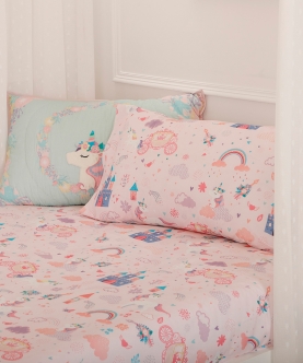 Unicorn Dreams Organic Kids Bedsheet Set Single Flat Sheet