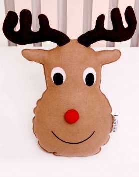 Black Rudolph The Red Nose Reindeer Pillow