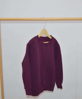 Burgundy Crew Neck Sweatshirt Set in Fleece