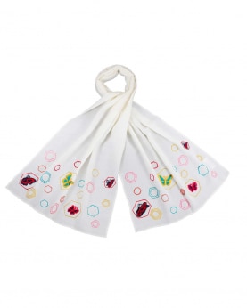 Embroidered Butterflies Scarf