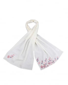 Embroidered Hearts Scarf