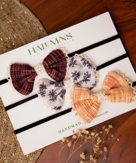 Vintage Handmade Bow HairBands pack of 3