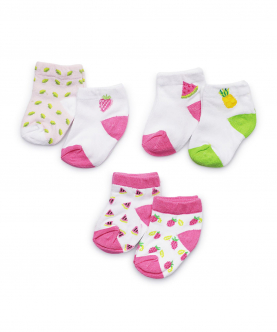 Baby Socks 6-12 months Pink Fruity (Pack of 6)