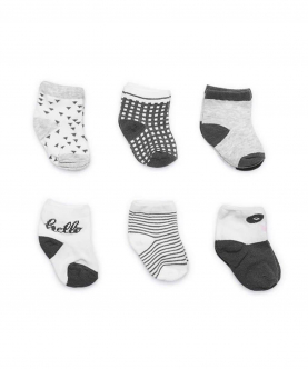 Baby Socks 0-6 months Black Patterned (Pack of 6)