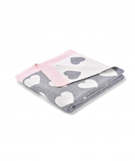 Vkaire Little Heart Reversible Baby Blanket with Pink Border 