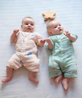 Value Pack Of 2 Organic Muslin Rompers- Toby & Octy