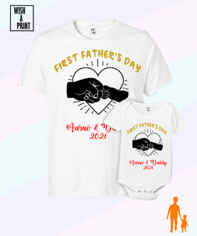 Personalised 1st Father's Day Onesie And T-Shirt Set