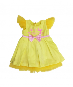 Personalised Yellow Box Pleats Dress