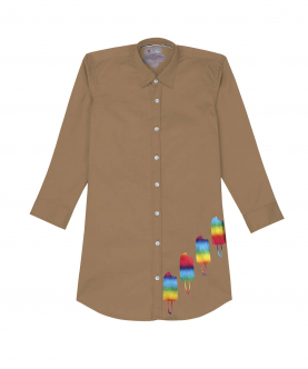 Wednesday Shirt Dress-Brown Beige