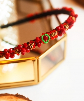 Xmas Santa Crimson Jewels Hairband - Red