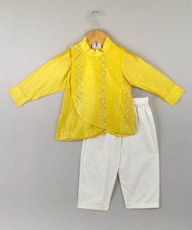 Yellow Flap Kurta Pajama Set