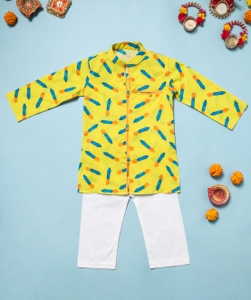 Yellow Rocket Kurta Pajama Set