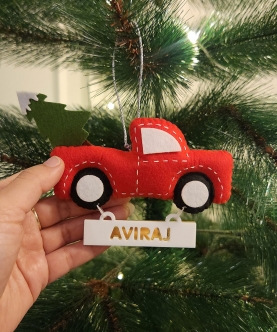 Santa Truck- Christmas Ornament