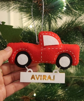 Santa Truck- Christmas Ornament
