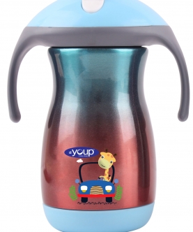 Rainbow Blue Kids Sipper Bottle With Handle Franc - 350 Ml