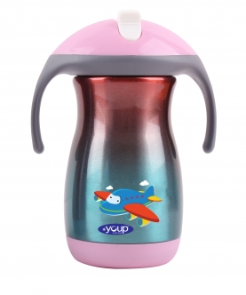 Rainbow Pink Kids Sipper Bottle With Handle Franc - 350 Ml