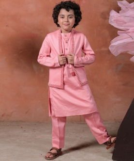 Parvaaz - Kurta Pyjama Set With Nehru Jacket- Set Of 3