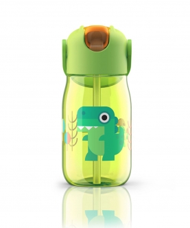 Zoku Kids Flip Straw Bottle, Green, 415 ml 
