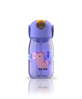 Zoku Kids Flip Straw Bottle-Purple 