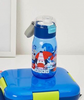 Zoku Flip Gulp Kids Bottle, Blue, 475ml